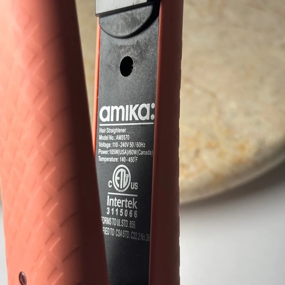 Amika Hair Straightener AM5570 Peach Coral Ceramic Flat‎ Iron 140-450F